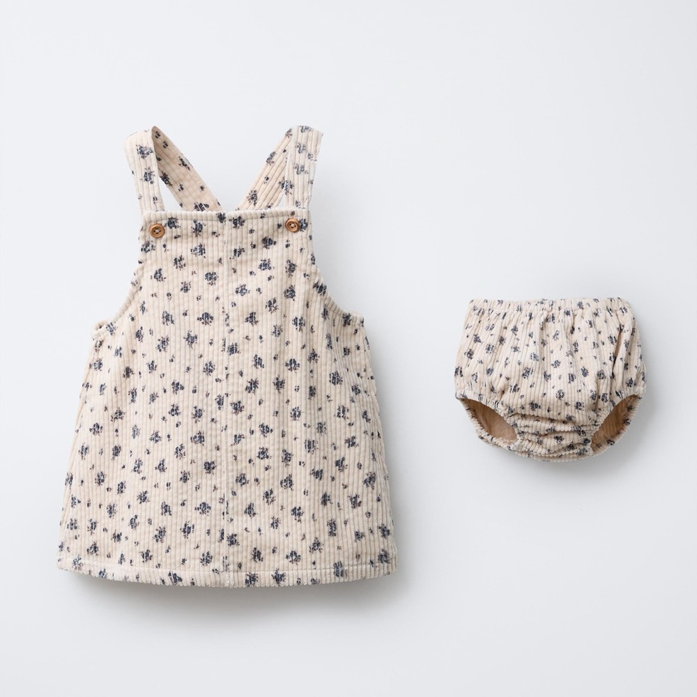 Zara Corduroy Floral Dress and Bloomers